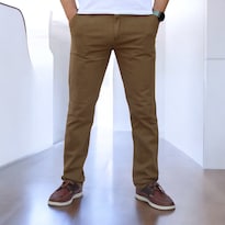Pantalón Slim Fit Gabardina Caqui Obscuro