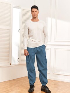 Foto 2 | Foto 2 | Pantalones Cargo Zaful Con Bolsillo Plano, Paracaídas Para Hombre, Color Azul M - Venta Internacional.