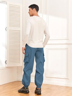 Foto 3 | Foto 3 | Pantalones Cargo Zaful Con Bolsillo Plano, Paracaídas Para Hombre, Color Azul M - Venta Internacional.