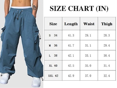 Foto 5 | Foto 5 | Pantalones Cargo Zaful Con Bolsillo Plano, Paracaídas Para Hombre, Color Azul M - Venta Internacional.