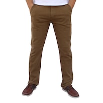 Pantalón Recto De Gabarina Stretch Color Caqui Obscuro John Silver