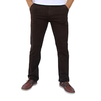 Pantalón Recto De Gabardina Stretch Color Chocolate John Silver