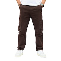 Pantalón Cargo Recto De Gabardina Chocolate John Silver
