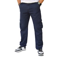 Pantalón Cargo Recto De Gabardina Azul Marino John Silver