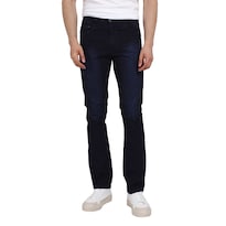 Pantalón De Hombre Hapy Recto Mezclilla Azul Petroleo