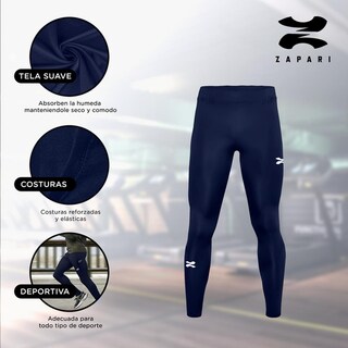 Foto 4 | Foto 4 | Licra Deportiva ZAPARI Larga Interior Mallas Deportivas Leggins de Compresión y Secado color Azul para Hombre