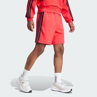 Foto 5 | Foto 5 | Shorts Essential 3 Franjas Felpa Francesa Adidas Rojo Hombre
