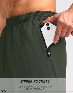 Foto 4 | Foto 4 | Pantalones Cortos Para Correr Pudolla Para Hombre, Entrenamiento Atlético, Color Verde Militar - Venta Internacional.