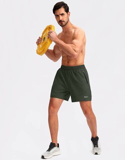Foto 6 | Foto 6 | Pantalones Cortos Para Correr Pudolla Para Hombre, Entrenamiento Atlético, Color Verde Militar - Venta Internacional.