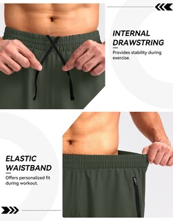 Foto 5 | Foto 5 | Pantalones Cortos Para Correr Pudolla Para Hombre, Entrenamiento Atlético, Color Verde Militar - Venta Internacional.