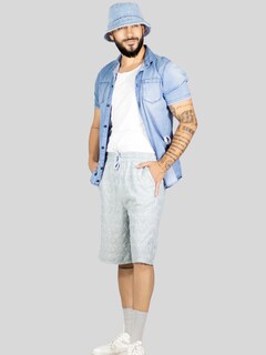 Foto 2 | Foto 2 | Short Hombre Casual Cintura Ajustable Detalles Texturizados Sh-060 Gris Claro Diseño Moderno