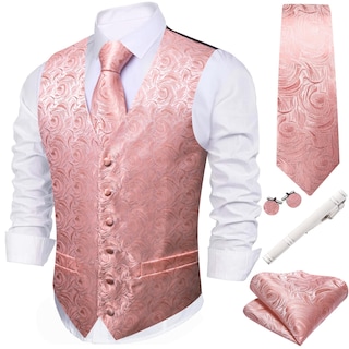 Foto 4 | Foto 4 | Chaleco De Vestir Formal Barry.wang Rosa Claro Para Hombre Con Conjunto De Corbata - Venta Internacional.