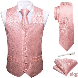 Foto 7 | Foto 7 | Chaleco De Vestir Formal Barry.wang Rosa Claro Para Hombre Con Conjunto De Corbata - Venta Internacional.