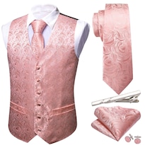 Conjunto De Chaleco Barry.wang, Corbata Formal De Seda Jacquard Con Cachemir Para Hombre - Venta Internacional.