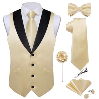 Foto 1 | Foto 1 | Conjunto De Chaleco Y Corbata Dibangu Shiny Satin Para Hombre, Boda, Color Beige - Venta Internacional.