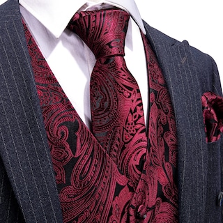 Foto 5 | Foto 5 | Conjunto De Chaleco De Vestir Formal Para Hombre Barry.wang Red Black Flower - Venta Internacional.