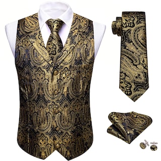 Foto 4 | Foto 4 | Chaleco Barry.wang De Seda Para Hombre Con Solapa, Cuello Tipo Chal Y Corbata - Venta Internacional.