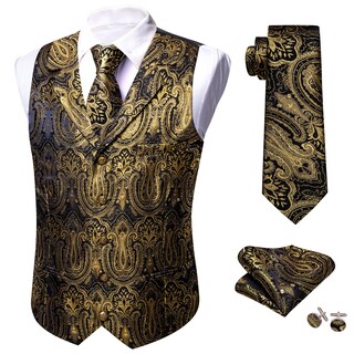 Foto 5 | Foto 5 | Chaleco Barry.wang De Seda Para Hombre Con Solapa, Cuello Tipo Chal Y Corbata - Venta Internacional.