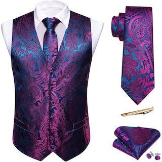 Foto 1 | Foto 1 | Conjunto De Chaleco Barry.wang Paisley De Seda Jacquard Para Hombre - Venta Internacional.
