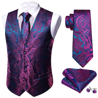 Foto 3 | Foto 3 | Conjunto De Chaleco Barry.wang Paisley De Seda Jacquard Para Hombre - Venta Internacional.