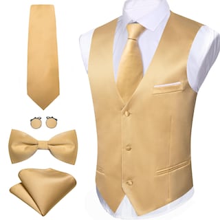 Foto 5 | Foto 5 | Conjunto De Chaleco Barry.wang Para Hombre, Dorado, Formal, De Negocios, Ajustado - Venta Internacional.