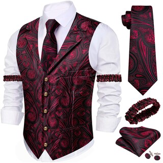 Foto 1 | Foto 1 | Chaleco Barry.wang De Seda Para Hombre Con Solapa, Cuello Tipo Chal Y Corbata - Venta Internacional.