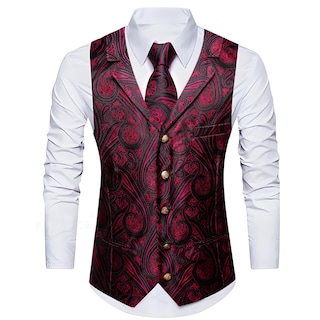 Foto 5 | Foto 5 | Chaleco Barry.wang De Seda Para Hombre Con Solapa, Cuello Tipo Chal Y Corbata - Venta Internacional.