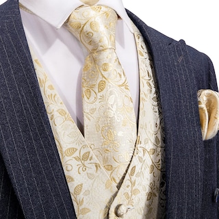 Foto 4 | Foto 4 | Conjunto De Chaleco Barry.wang En Jacquard De Seda Beige Para Hombre - Venta Internacional.