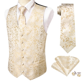 Foto 3 | Foto 3 | Conjunto De Chaleco Barry.wang Para Hombre, Cachemir Y Seda Con Flores, Jacquard - Venta Internacional.