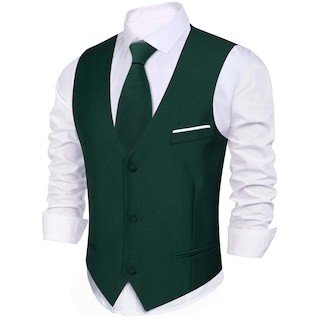 Foto 4 | Foto 4 | Conjunto De Chaleco Barry.wang Para Hombre, Corte Ajustado, Verde Esmeralda - Venta Internacional.