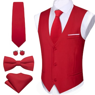 Foto 5 | Foto 5 | Conjunto De Chaleco Barry.wang Para Hombre, Rojo, Formal, De Negocios, Ajustado - Venta Internacional.
