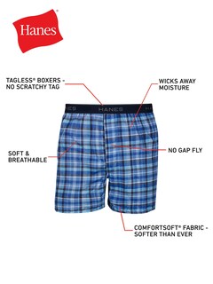 Foto 2 | Foto 2 | Boxer Hanes Sin Etiqueta Para Hombre  Paquete De 6 Colores Surtidos  Talla L - Venta Internacional.