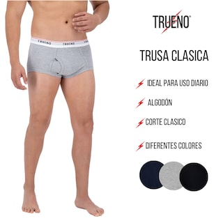 Foto 2 | Foto 2 | Trusa Trueno de Algodón Corte Clásico Ropa Interior 3 Piezas para Hombre