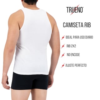 Foto 2 | Foto 2 | Camiseta Acanalada Rib 2x2 Trueno Caballero Ropa Interior Para Hombre 2 Piezas