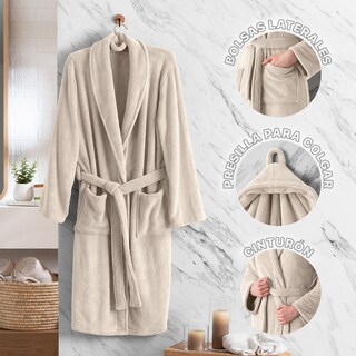 Foto 3 | Foto 3 | Bata De Baño Unisex Unitalla Real Textil Beige Absorbente