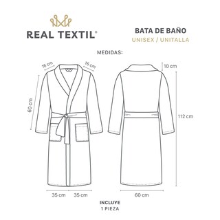 Foto 4 | Foto 4 | Bata De Baño Unisex Unitalla Real Textil Beige Absorbente