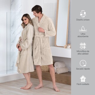 Foto 5 | Foto 5 | Bata De Baño Unisex Unitalla Real Textil Beige Absorbente