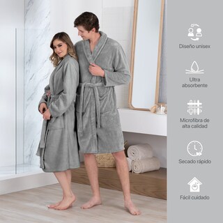 Foto 5 | Foto 5 | Bata De Baño Unisex Unitalla Real Textil Gris Absorbente