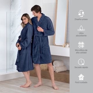 Foto 5 | Foto 5 | Bata De Baño Unisex Unitalla Real Textil Azul Marino Absorbente