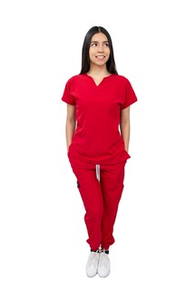 Foto 1 | Foto 1 | Pijama Quirúrgica Para Mujer Antifluido Roja Pantalón Jogger Stretch Scrub Kolorum Modelo Nala