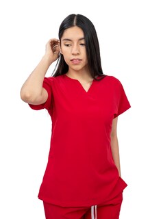 Foto 2 | Foto 2 | Pijama Quirúrgica Para Mujer Antifluido Roja Pantalón Jogger Stretch Scrub Kolorum Modelo Nala