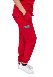 Foto 4 | Foto 4 | Pijama Quirúrgica Para Mujer Antifluido Roja Pantalón Jogger Stretch Scrub Kolorum Modelo Nala