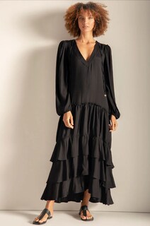 Foto 1 | Foto 1 | Vestido Negro Largo Manga Larga Touche