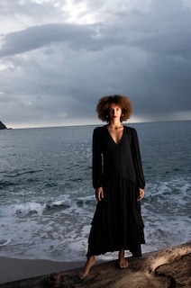 Foto 4 | Foto 4 | Vestido Negro Largo Manga Larga Touche