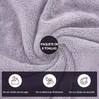 Foto 3 | Foto 3 | Toallas para Baño Malubero color Gris 6 Piezas