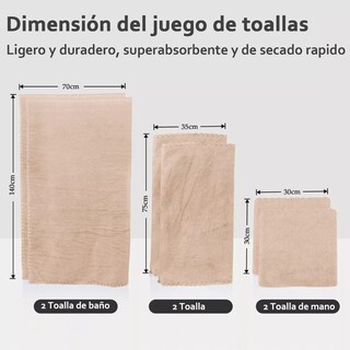 Foto 3 | Foto 3 | Juego de Toallas de Baño Malubero 6 Piezas color Marrón