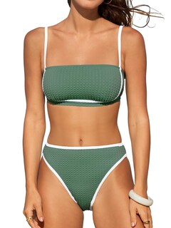 Foto 1 | Foto 1 | Conjunto De Bikini Cupshe Para Mujer, Cintura Alta, Cuello Cuadrado, Color Block - Venta Internacional.
