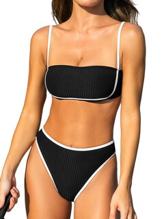 Foto 1 | Foto 1 | Conjunto De Bikini Cupshe Para Mujer, Cintura Alta, Cuello Cuadrado, Color Block - Venta Internacional.