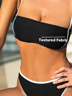 Foto 4 | Foto 4 | Conjunto De Bikini Cupshe Para Mujer, Cintura Alta, Cuello Cuadrado, Color Block - Venta Internacional.
