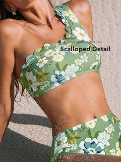 Foto 3 | Foto 3 | Conjunto De Bikini Cupshe Para Mujer Con Un Solo Hombro, Talle Medio, Festoneado - Venta Internacional.